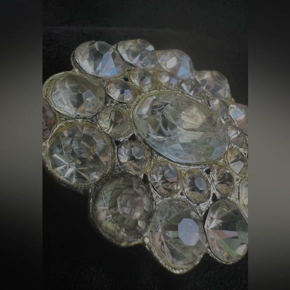 Large Antique Rhinestone Brooch 1930s Pot Metal Diamanté Paste Rhinestone - Picture 5 of 10